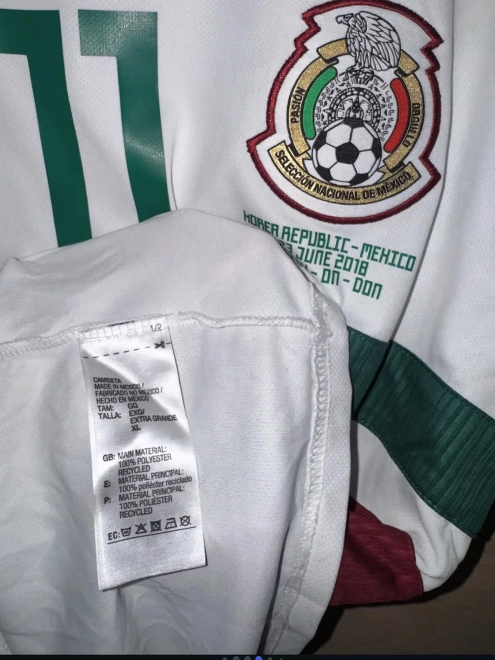 Adidas 2018 Russia WC Carlos Vela #11 Jersey with Green and Maroon Stripes